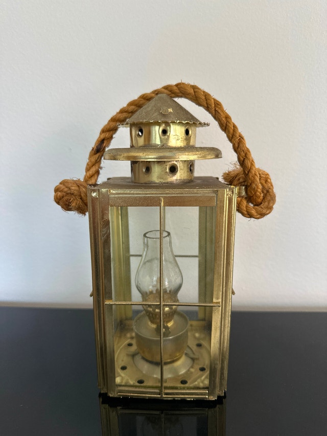Vintage nautical-style brass cargo oil lantern