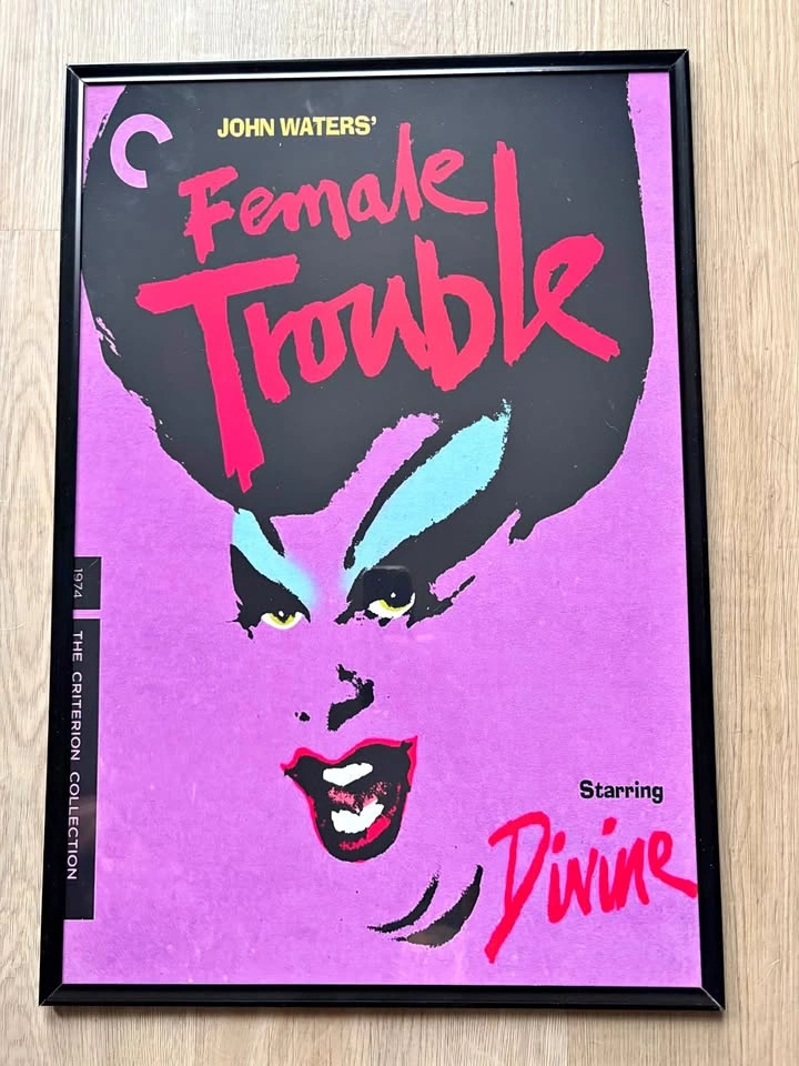 John Waters’ “Female Trouble” wall art framed. 13x19”