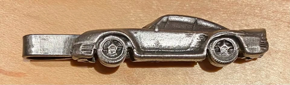 Vintage Silver Tone Porsche Tie Clip