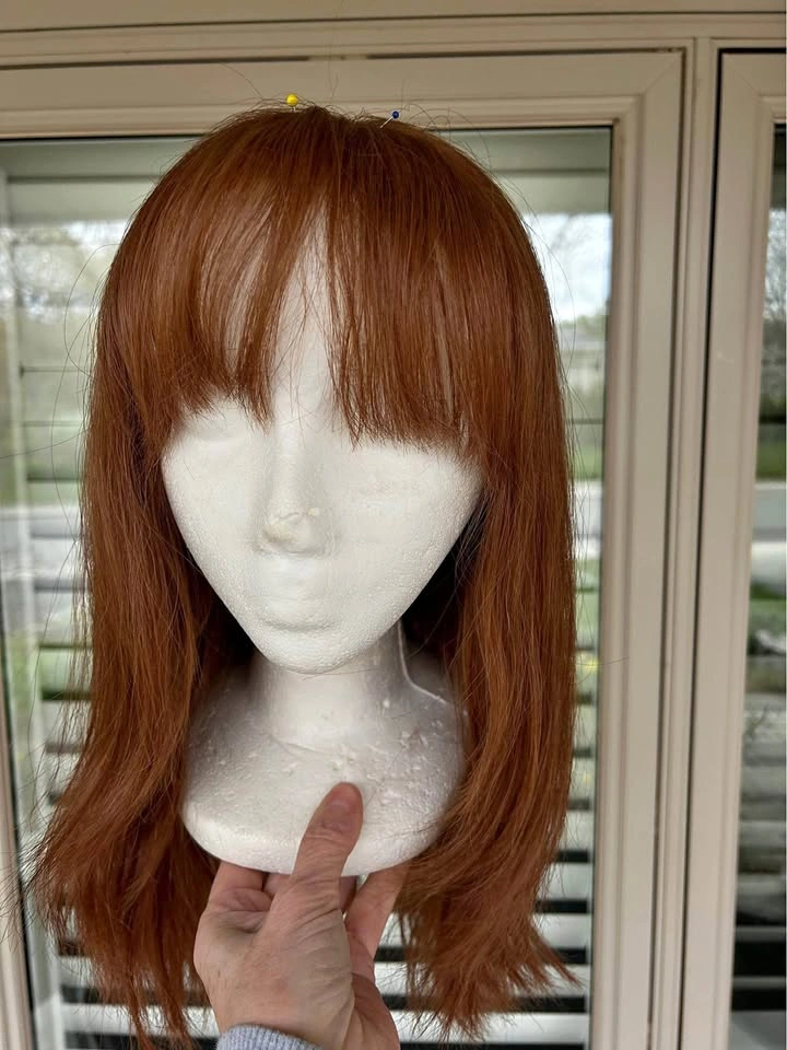 Hand knotted human hair wig