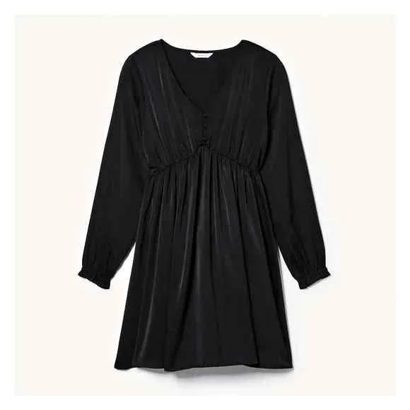 Size S Joe Fresh Black Satin Mini Dress $20 thumbnail
