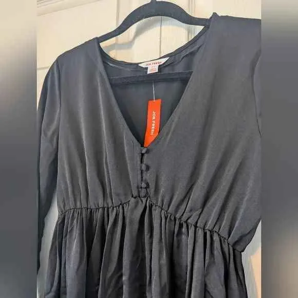 Size S Joe Fresh Black Satin Mini Dress $20 image indicator(2)