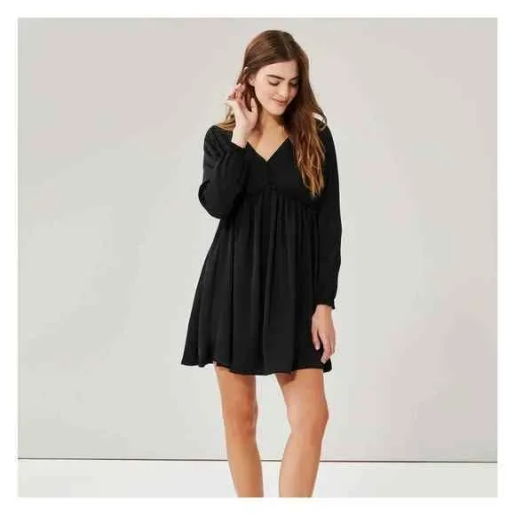Size S Joe Fresh Black Satin Mini Dress $20 image indicator(3)