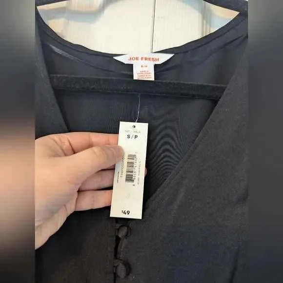 Size S Joe Fresh Black Satin Mini Dress $20 image indicator(4)