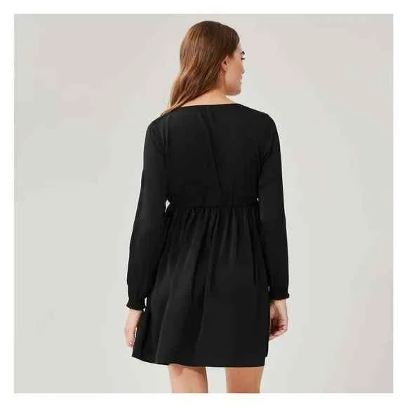 Size S Joe Fresh Black Satin Mini Dress $20 image indicator(6)
