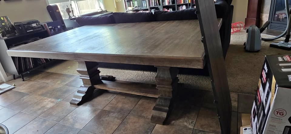 Solid Wood Rustic Dining Table - Seats 6-8 People