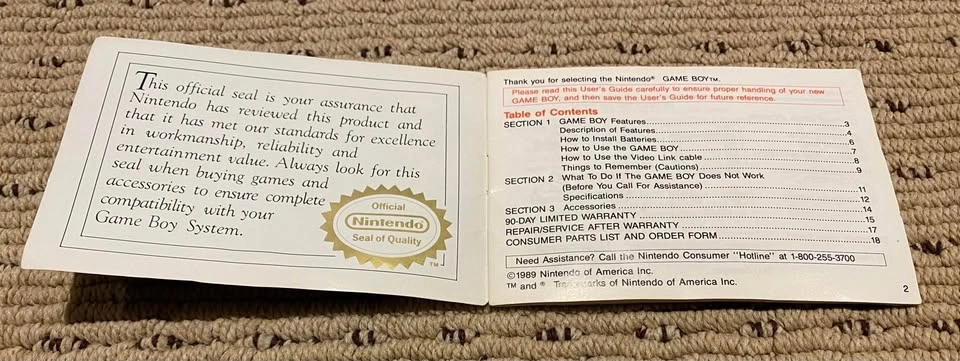 Nintendo Game Boy Owner’s Manual - photo 2
