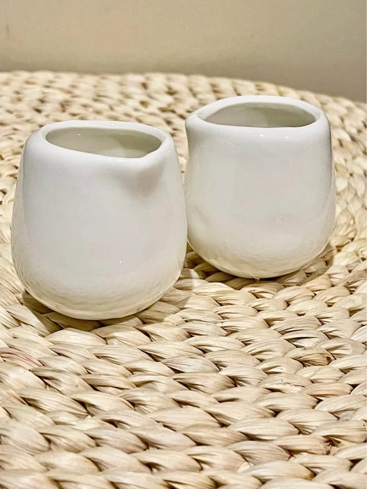 White Ceramic Mini Creamer Pitchers $1 each set of 12