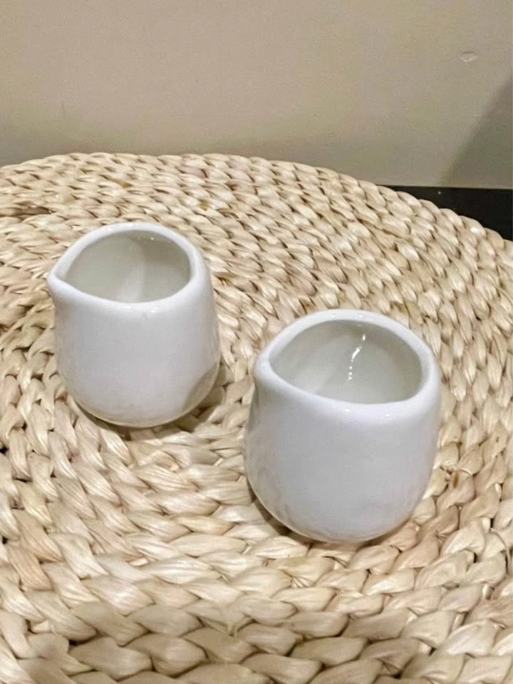White Ceramic Mini Creamer Pitchers $1 each set of 12 - photo 3