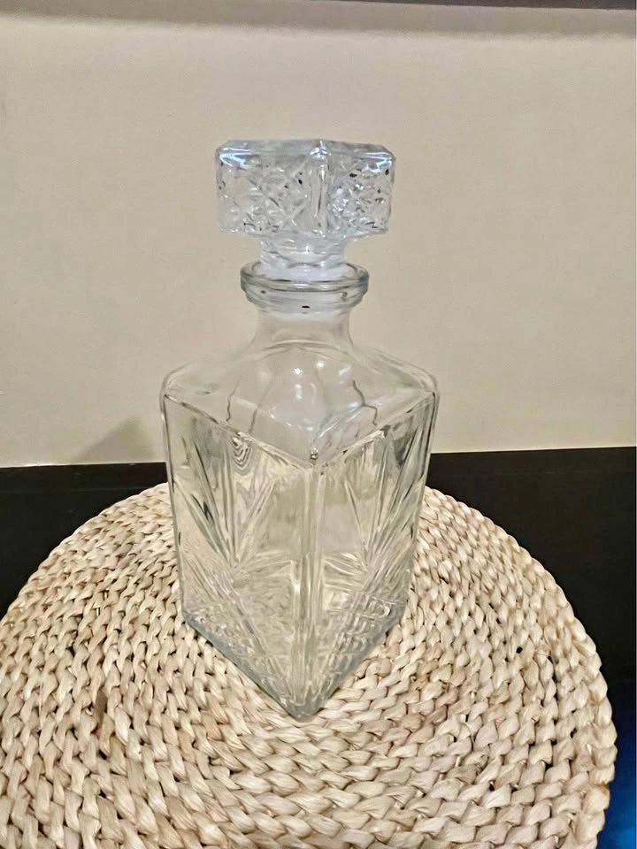 Vintage Bormioli Rocco Cut Glass Whiskey Decanter Italy