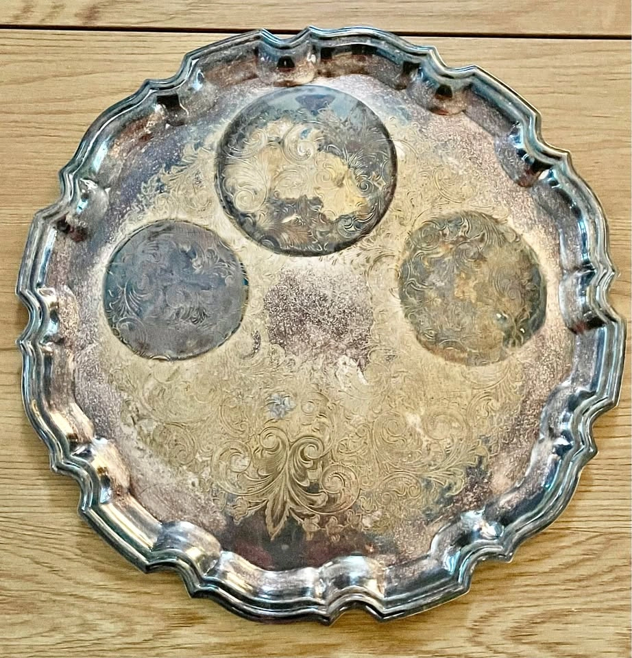 Vintage Old Sheffield Plate Silver Plated Round Tray