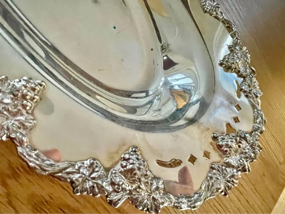 Silver Plated Oval Grape Vine Serving Dish Dingwall - photo 3