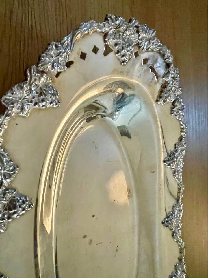 Silver Plated Oval Grape Vine Serving Dish Dingwall - photo 5
