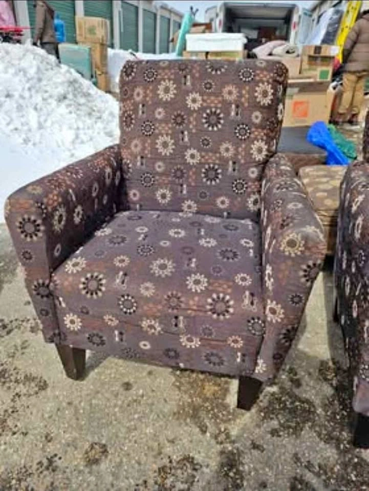 2 x Patterned Fabric Armchairs