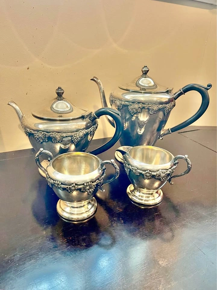 Vintage Wm. A. Rogers Silver-Plated 4-Piece Tea Coffee Set