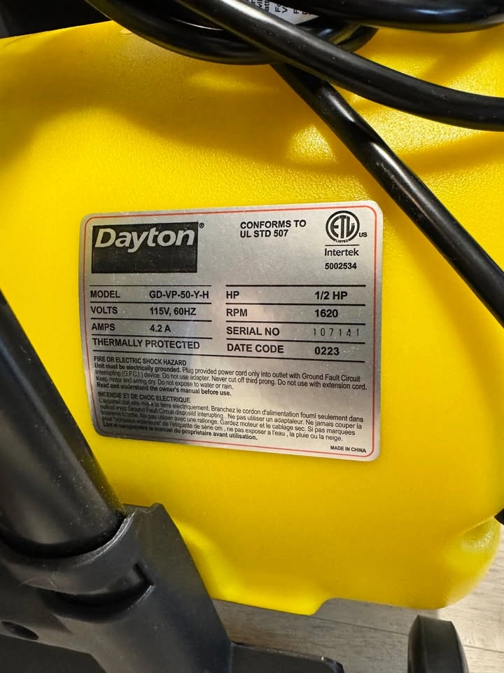Dayton 1/2 HP Air Mover - Carpet Dryer Blower Fan (NEW, open box - photo 3