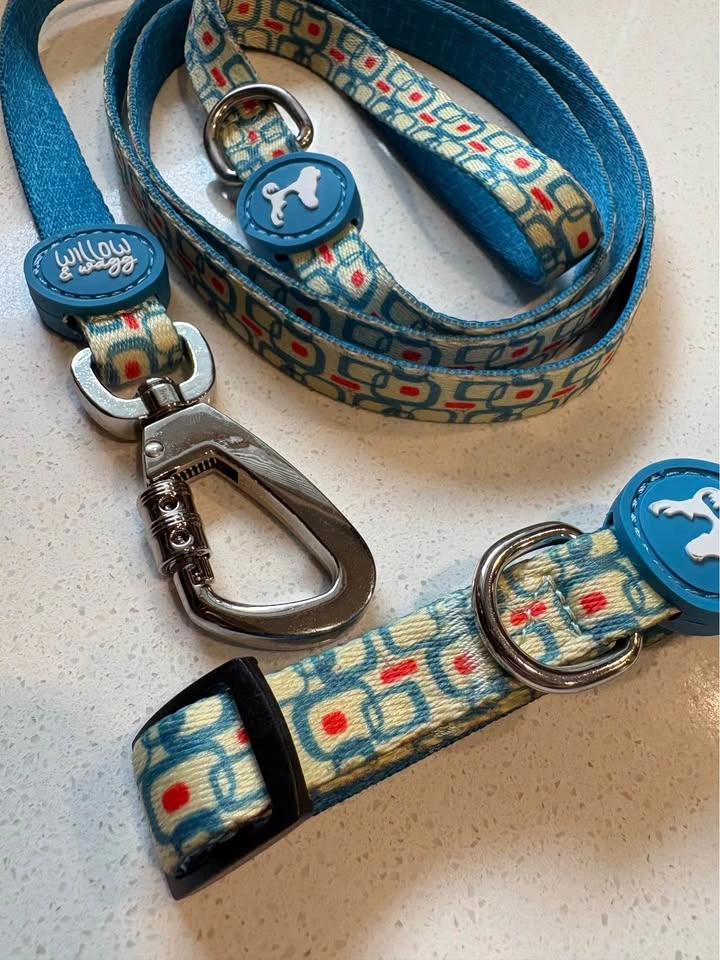 NEW Dog Collar + Leash Set - Atomic Retro Pattern - S/M/L - photo 2