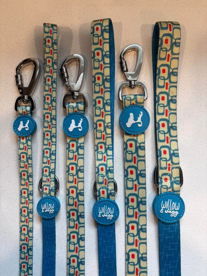 NEW Dog Collar + Leash Set - Atomic Retro Pattern - S/M/L - photo 5