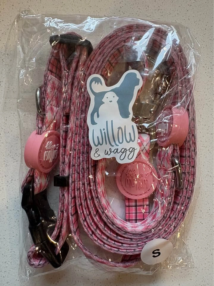 NEW Dog Collar + Leash Set in Pink Argyle - S/M/L Available - photo 5