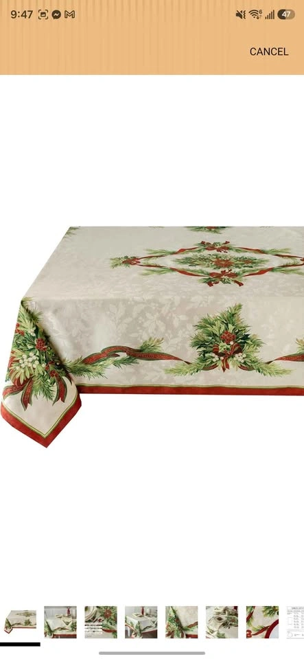 Benson Mills Christmas Ribbons Fabric Tablecloth 60x104 - photo 3