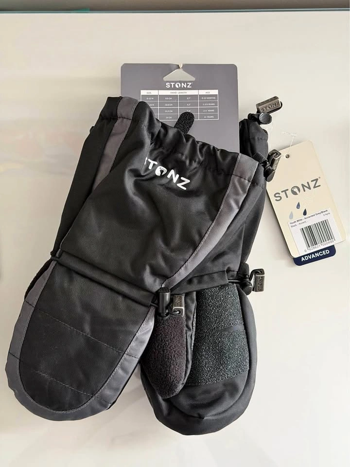 Stonz Advanced Youth Mittens 2-4 Years Black/Grey (NEW)