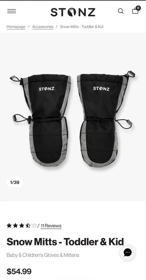 Stonz Advanced Youth Mittens 2-4 Years Black/Grey (NEW) - photo 4