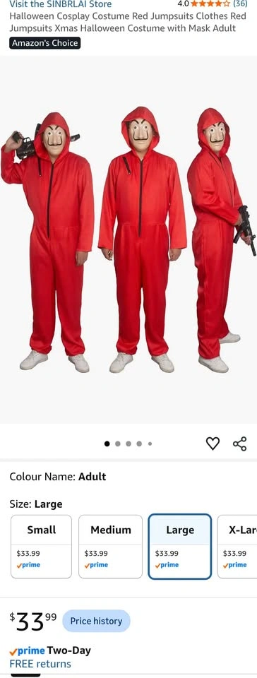 Money Heist Salvador Dali Halloween Costume - Size Large - photo 3