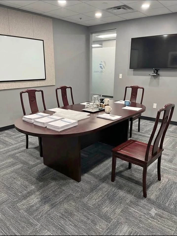 Oval Wood Conference Table – Dark Cherry, Seats 6–8