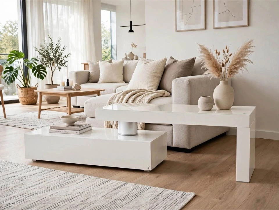 White High Gloss Swivel Coffee Table