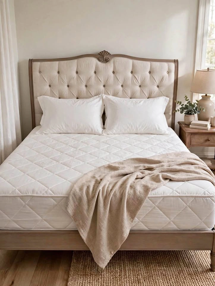 French Provincial Tufted Bed Frame and Mattress