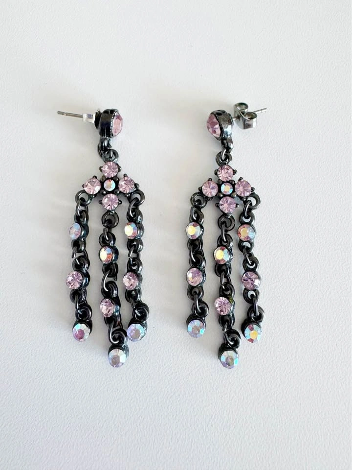 Fushcia Chandelier Drop Earrings