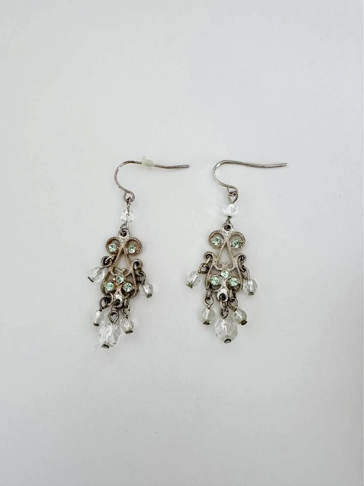 Green Chandelier Drop Earrings