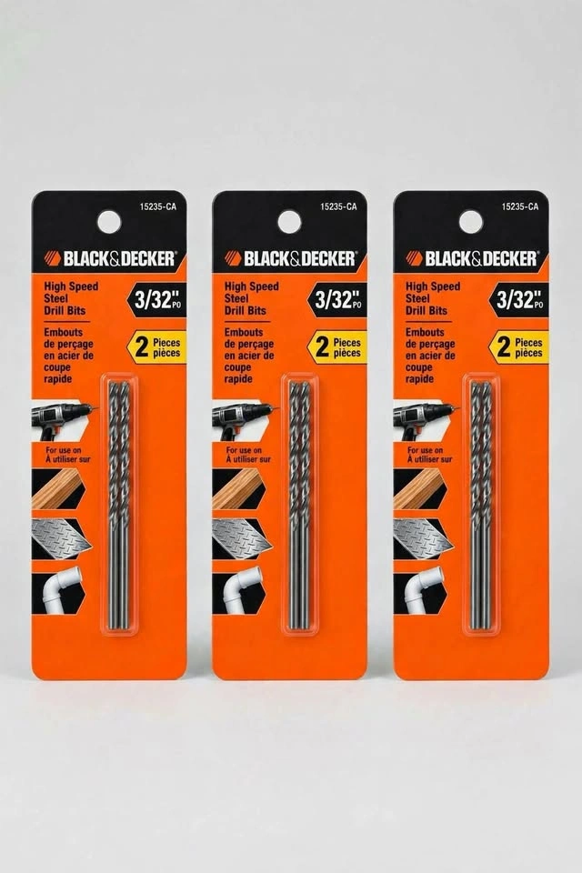Black & Decker 3/32" High Speed Steel Drill Bits — 3 Packs for $