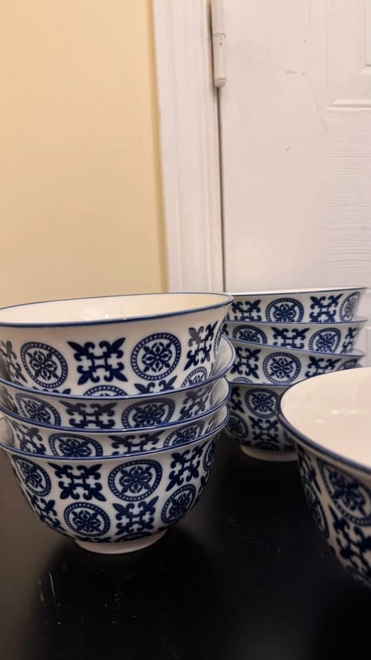9-Piece Blue & White Ceramic Bowl Set - photo 2