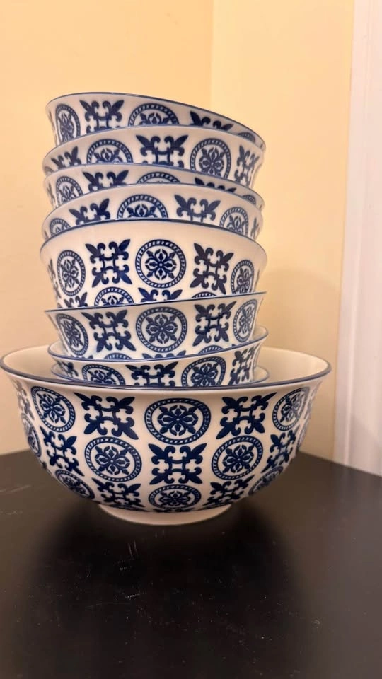 9-Piece Blue & White Ceramic Bowl Set - photo 5