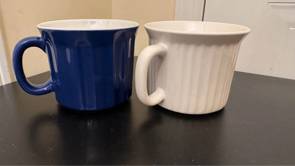 2 Large Oven-Safe Ceramic Baking Mugs – CorningWare + Blue
