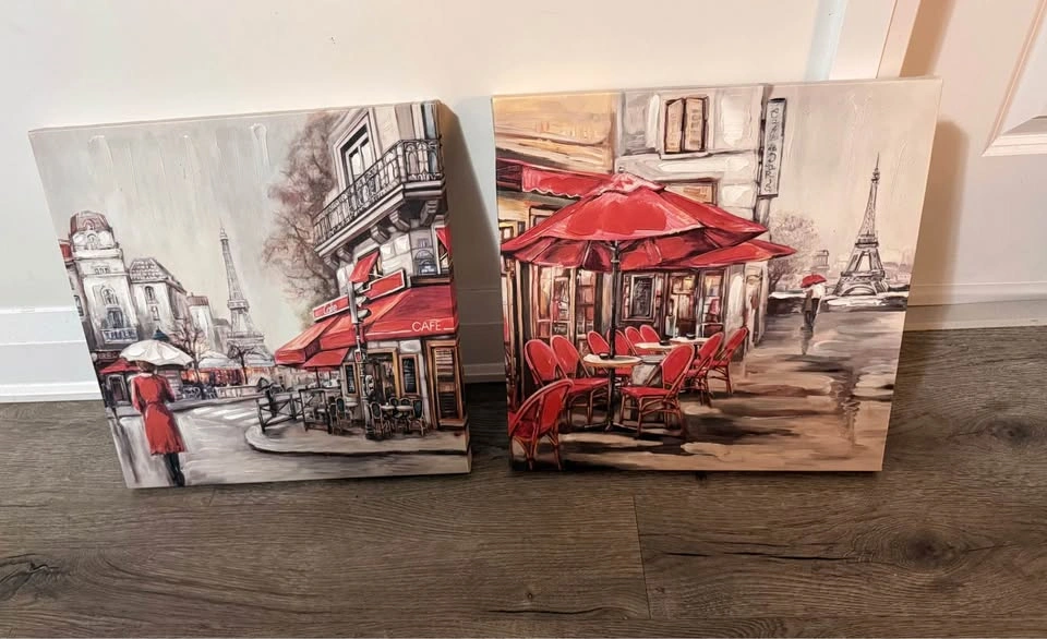 Set of 4 Canvas Wall Art - Bear, Llama, and Paris Scenes - photo 2