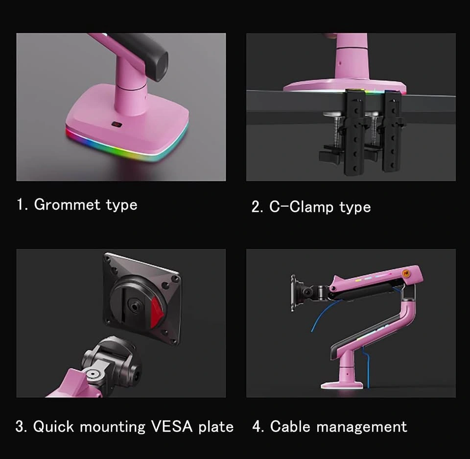 NB Pink RGB Heavy Duty Single Monitor Arm - photo 4