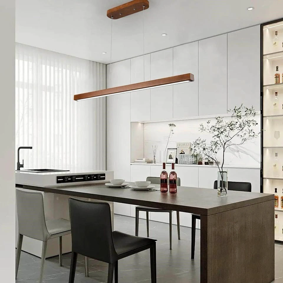 Modern Linear Wood LED Pendant Light