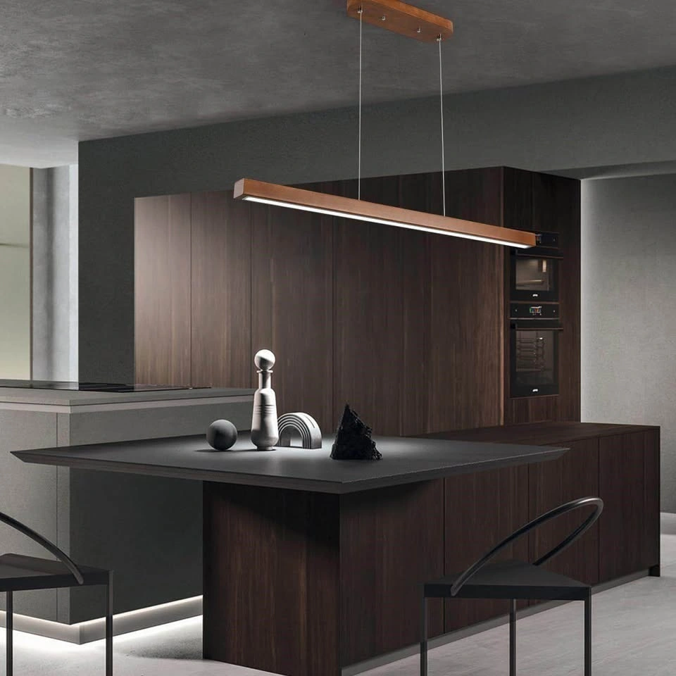 Modern Linear Wood LED Pendant Light - photo 2