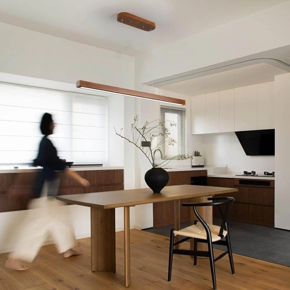 Modern Linear Wood LED Pendant Light - photo 4