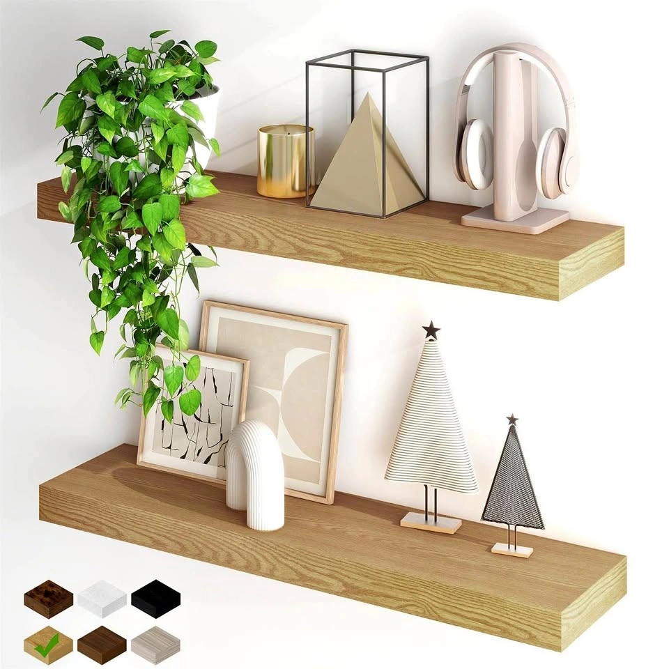 Floating Wood Wall Shelf with Invisible Bracket