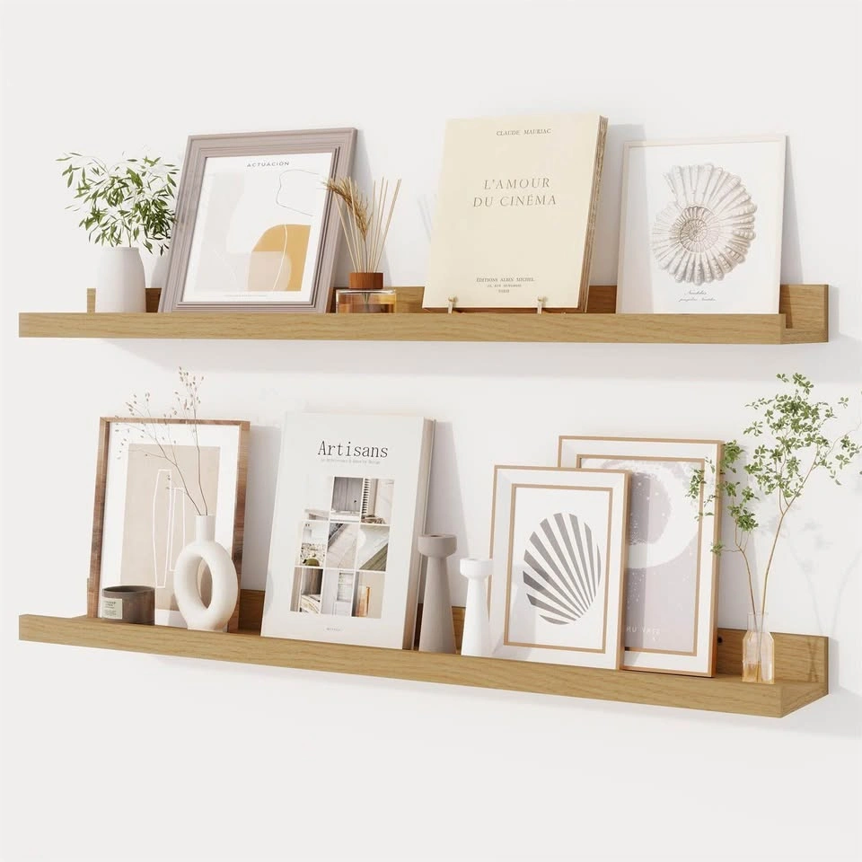 Set of 2 Wood Floating Shelves