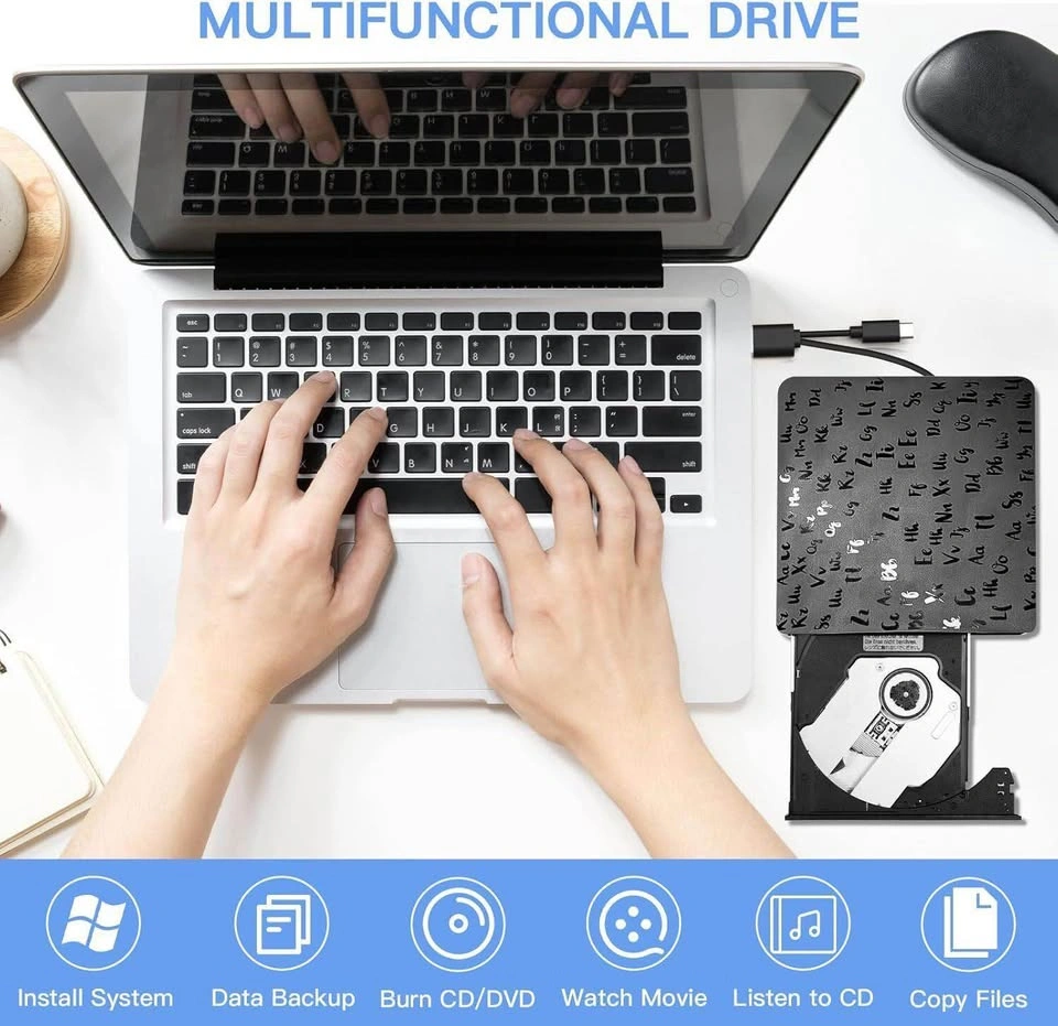 7-in-1 External CD/DVD Drive with USB 3.0 Type-C Hub - photo 4