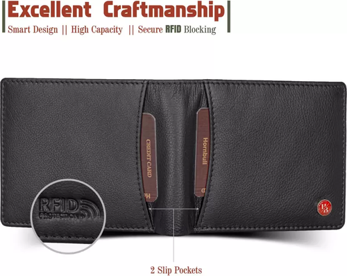 HORNBULL Men Casual Black or Blue Genuine Leather RFID Wallet - photo 4