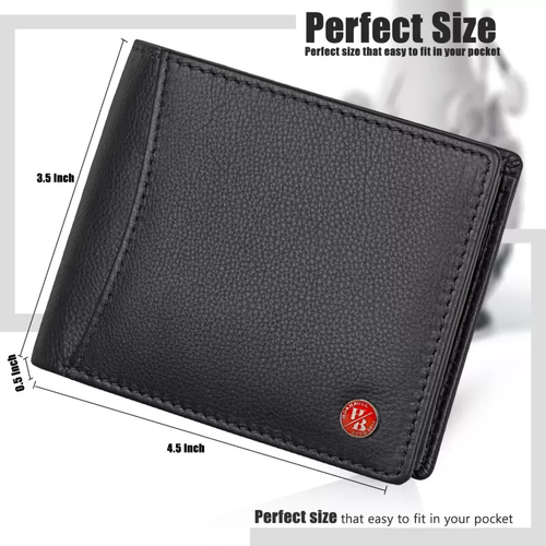 HORNBULL Men Casual Black or Blue Genuine Leather RFID Wallet - photo 5