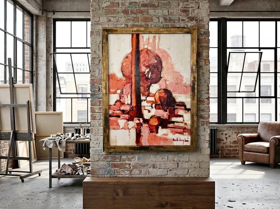 Stunning Modern Framed Abstract Expressionism Oil Painting