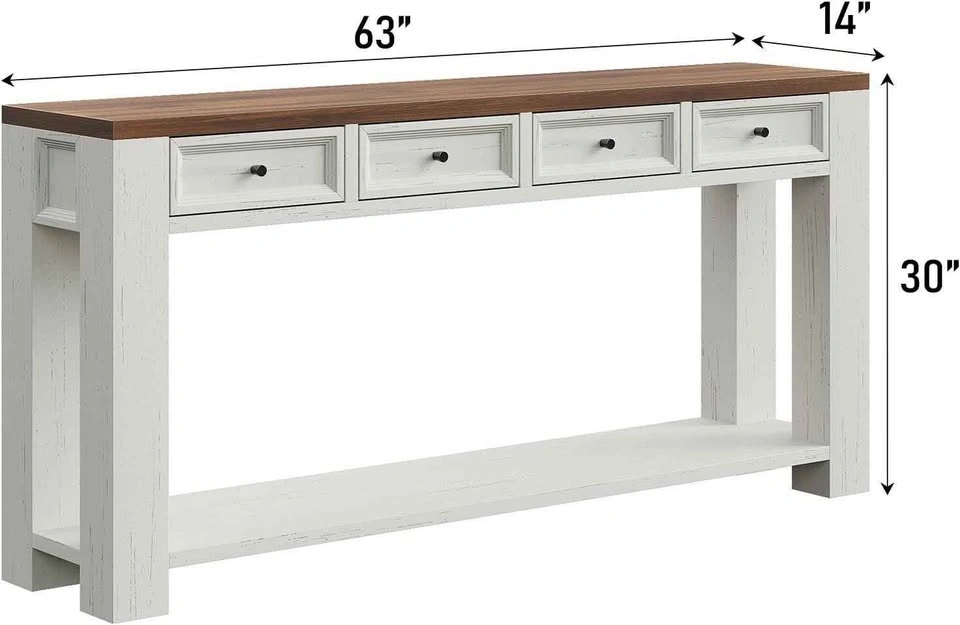 Farmhouse Console Table with 4 Drawers - photo 2