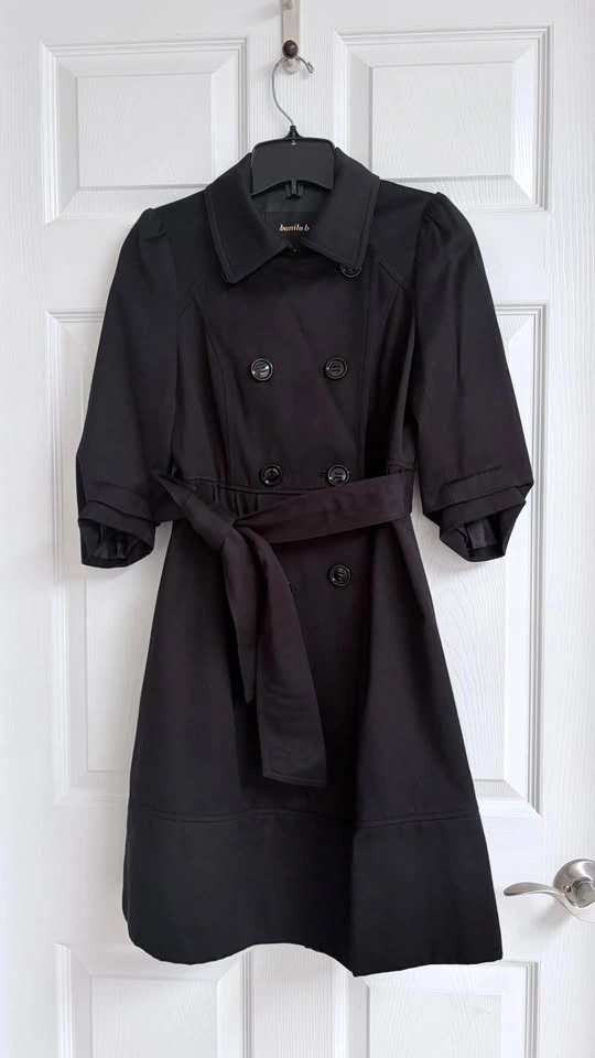 banila b. Black 3/4 Sleeve Double-Breasted Trench Coat - photo 2