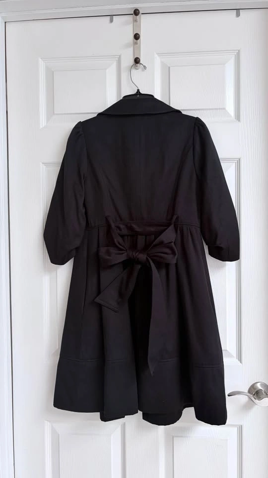 banila b. Black 3/4 Sleeve Double-Breasted Trench Coat - photo 3